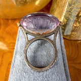 Vintage Round Amethyst and Diamond Statement Ring in silver, sold by Doyle & Doyle antique and vintage jewelry boutique
