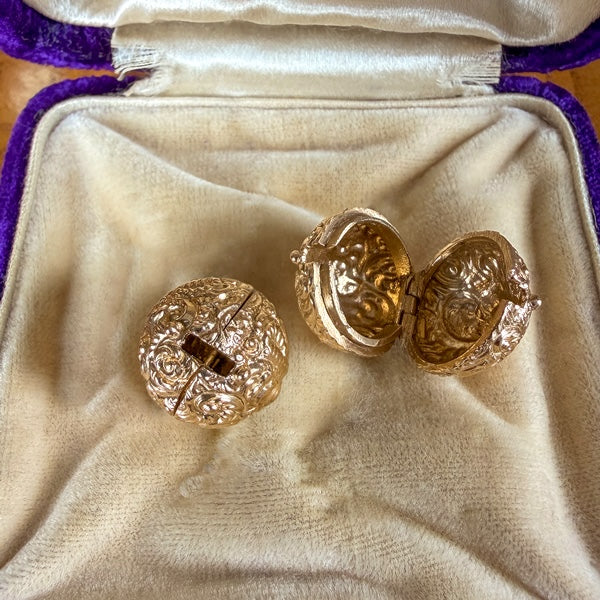 Antique Gold Coach Covers for diamond earrings, from Doyle & Doyle antique and vintage jewelry