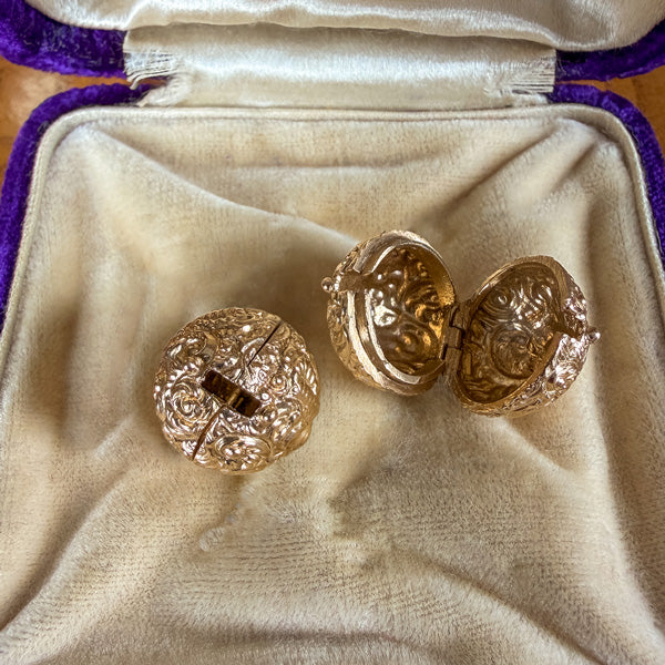 Antique Gold Coach Covers for diamond earrings, from Doyle & Doyle antique and vintage jewelry
