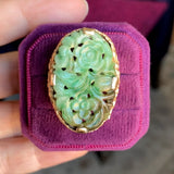 Art Deco Carved Jade Ring in gold, from Doyle & Doyle vintage and antique jewelry boutique
