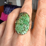 Art Deco Carved Jade Ring in gold, from Doyle & Doyle vintage and antique jewelry boutique