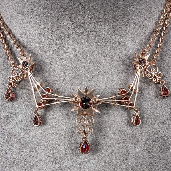 Antique Garnet & Pearl Festoon Necklace, sold by Doyle & Doyle antique and vintage jewelry boutique