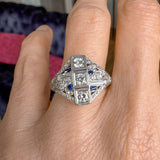 Art Deco Diamond & Sapphire Ring sold by Doyle and Doyle an antique and vintage jewelry boutique