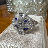 Art Deco Diamond & Sapphire Ring sold by Doyle and Doyle an antique and vintage jewelry boutique