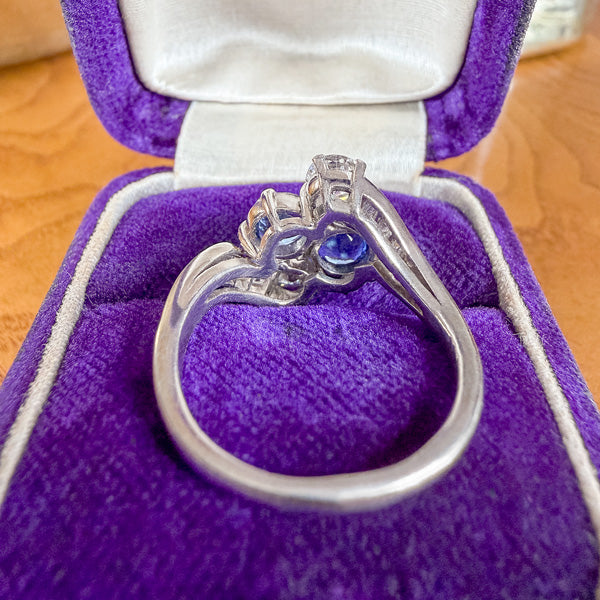 Vintage Sapphire & Diamond Bypass Toi et Moi Ring, sold by Doyle & Doyle antique and vintage jewelry boutique