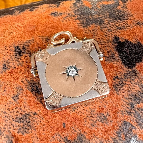 Art Deco Diamond Square Fob Locket, sold by Doyle & Doyle antique and vintage jewelry boutique