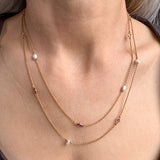 Antique Amethyst & Pearl Chain Necklace in gold, sold by Doyle & Doyle antique and vintage jewelry boutique