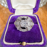 Art Deco Diamond Ring, Asscher 0.84ct. sold by Doyle and Doyle an antique and vintage jewelry boutique
