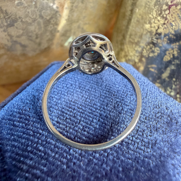 French Art Deco Diamond & Sapphire Target Ring, sold by Doyle & Doyle antique and vintage jewelry boutique