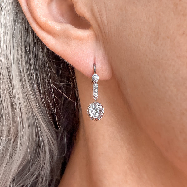 Antique Diamond Drop Earrings, sold by Doyle & Doyle antique and vintage jewelry boutique