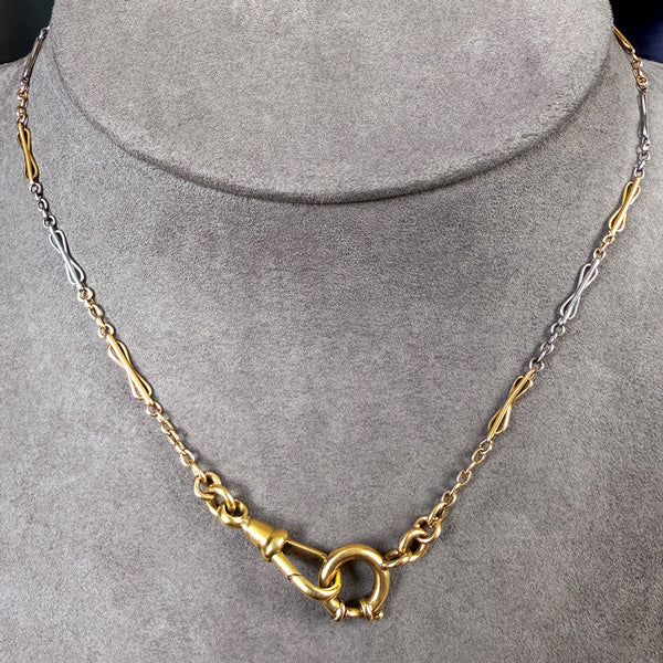 Antique Two-toned Gold Watch Chain Necklace, sold by Doyle & Doyle antique and vintage jewelry boutique
