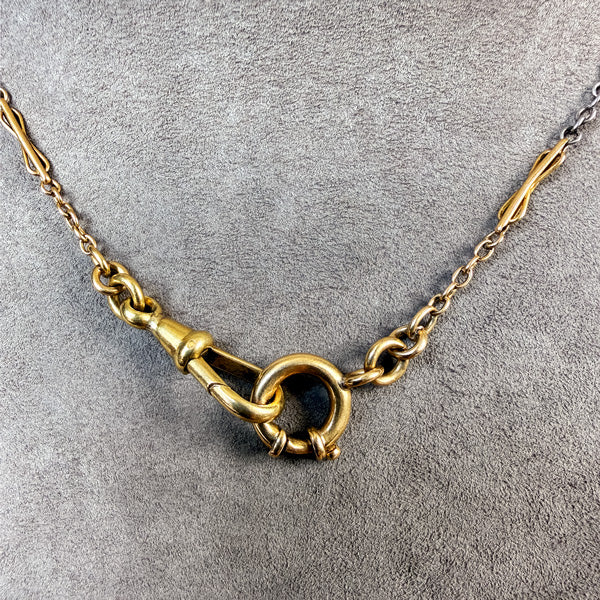 Antique Two-toned Gold Watch Chain Necklace, sold by Doyle & Doyle antique and vintage jewelry boutique