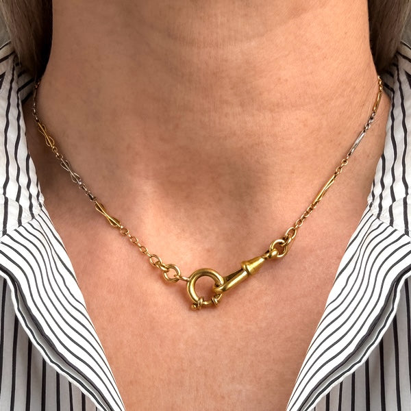 Antique Two-toned Gold Watch Chain Necklace, sold by Doyle & Doyle antique and vintage jewelry boutique