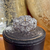 Art Deco Diamond Dinner Ring, MQ 0.20ct. sold by Doyle and Doyle an antique and vintage jewelry boutique