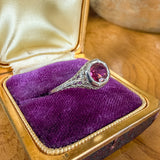 Vintage Filigree Garnet Ring sold by Doyle and Doyle an antique and vintage jewelry boutique