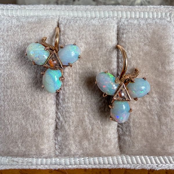 Vintage Opal Earrings in yellow gold, sold by Doyle & Doyle antique and vintage jewelry boutique