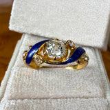 Victorian Blue Enamel & Diamond Ring, from Doyle & Doyle antique and vintage jewelry boutique