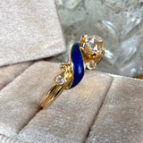 Victorian Blue Enamel & Diamond Ring, from Doyle & Doyle antique and vintage jewelry boutique