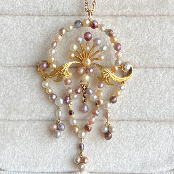 Antique Victorian Natural Pearl Pin/ Pendant, from Doyle & Doyle vintage and antique jewelry boutique