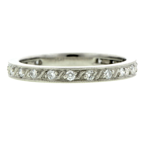Diamond Eternity Band with s-curve design in platinum, from Doyle & Doyle vintage and antique jewelry 