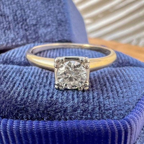 Vintage Diamond Solitaire Engagement Ring, RBC 0.37ct. sold by Doyle and Doyle an antique and vintage jewelry boutique