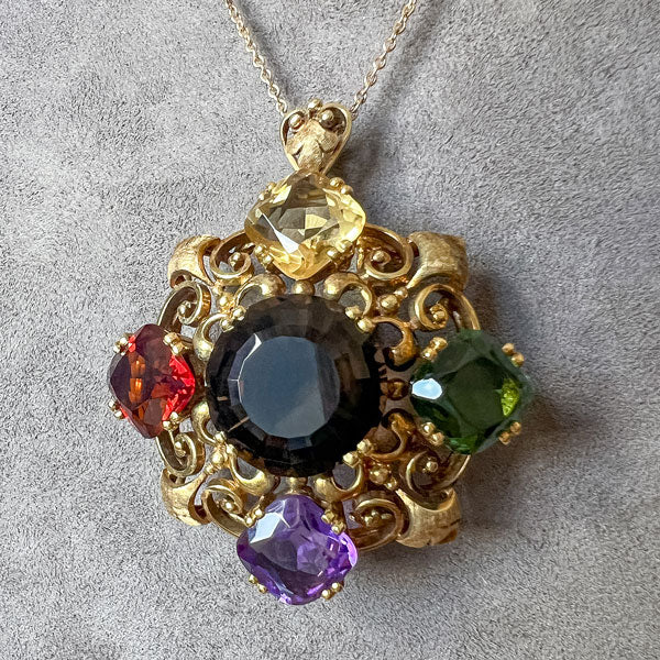 Vintage Multistone Medallion Pendant sold by Doyle and Doyle an antique and vintage jewelry boutique