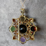 Vintage Multistone Medallion Pendant sold by Doyle and Doyle an antique and vintage jewelry boutique