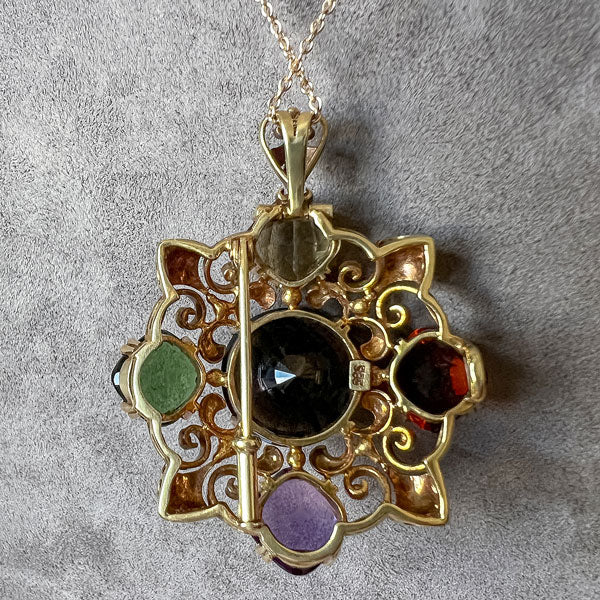 Vintage Multistone Medallion Pendant sold by Doyle and Doyle an antique and vintage jewelry boutique