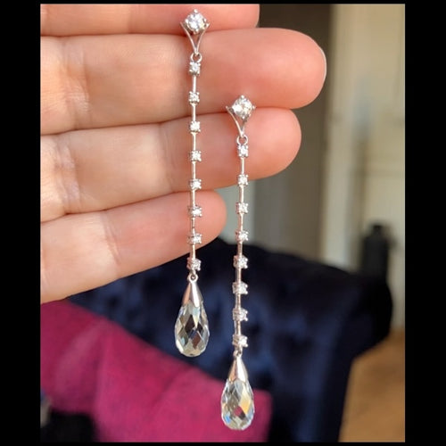 Diamond & White Topaz Briolette Drop Earrings