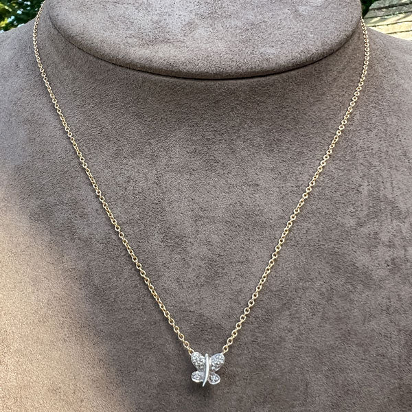 Pave Diamond Butterfly Pendant 18kw sold by Doyle and Doyle an antique and vintage jewelry boutique