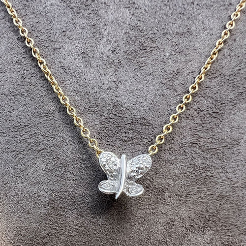 Pave Diamond Butterfly Pendant 18kw sold by Doyle and Doyle an antique and vintage jewelry boutique