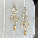 Gold Diamond Sunburst Earrings, Heirloom by Doyle & Doyle Collection