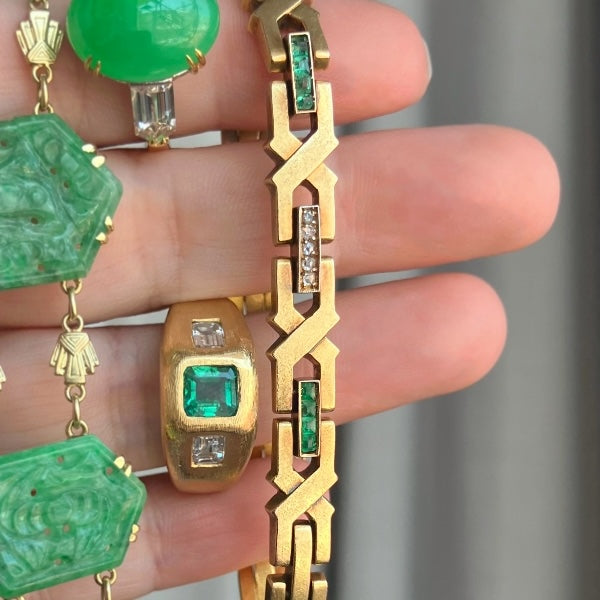 Antique Edwardian Emerald & Diamond Bracelet