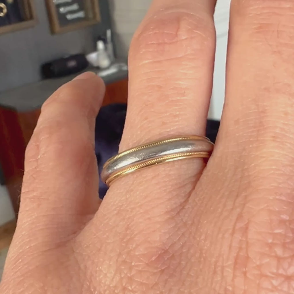 Vintage Platinum & Gold Wedding Band Ring sold by Doyle and Doyle an antique and vintage jewelry boutique