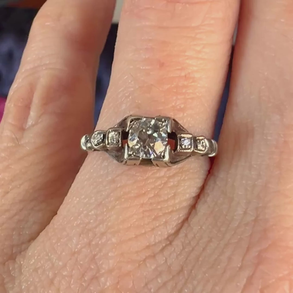 Art Deco Diamond Ring, Old Euro 0.25ct. sold by Doyle and Doyle an antique and vintage jewelry boutique