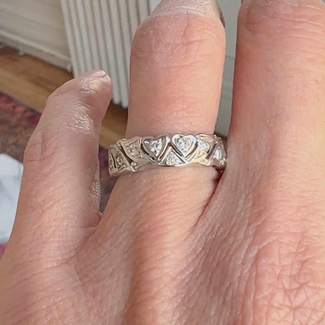 Vintage Patterned Diamond Band sold by Doyle and Doyle an antique and vintage jewelry boutique