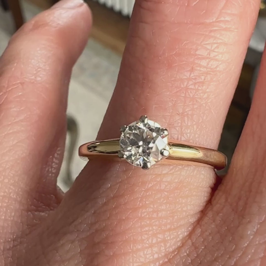 Vintage Solitaire Diamond Engagement Ring, RBC 0.46ct. sold by Doyle and Doyle an antique and vintage jewelry boutique