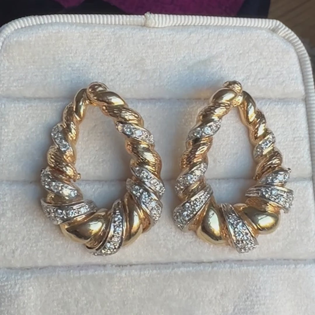Vintage Diamond Hoop Earrings sold by Doyle and Doyle an antique and vintage jewelry boutique