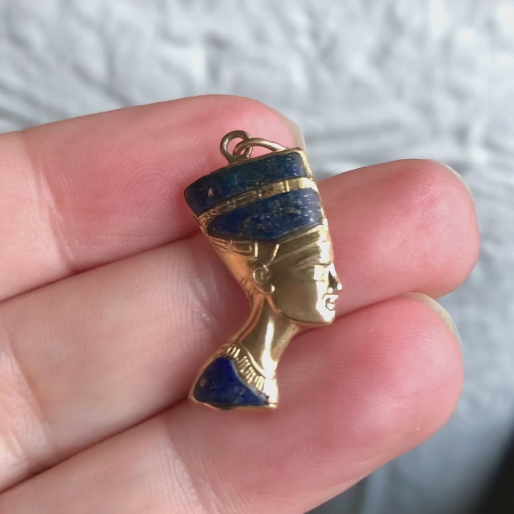 Antique Egyptian Revival Pendant Charm with lapis, sold by Doyle & Doyle an antique and vintage jewelry boutique