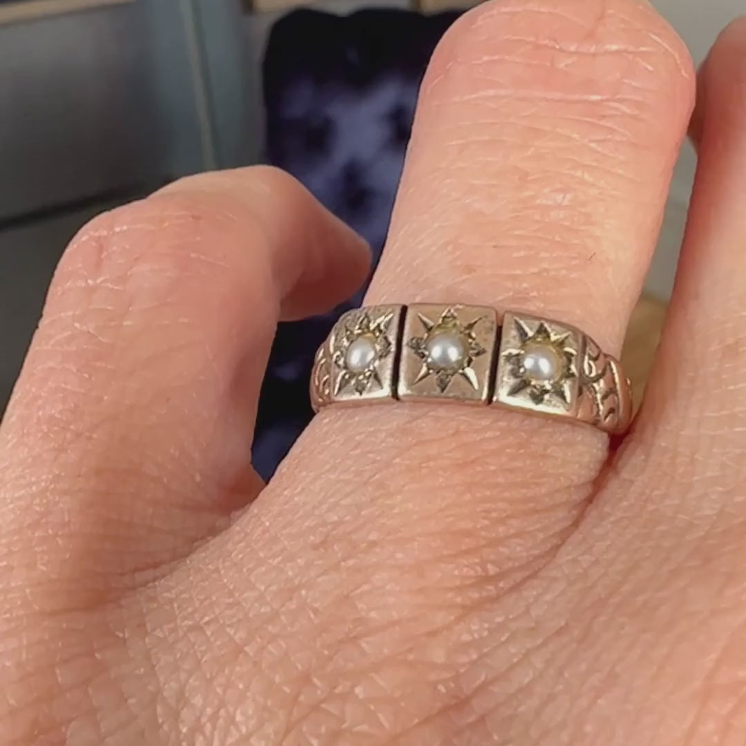 Victorian Pearl Ring sold by Doyle and Doyle an antique and vintage jewelry boutique