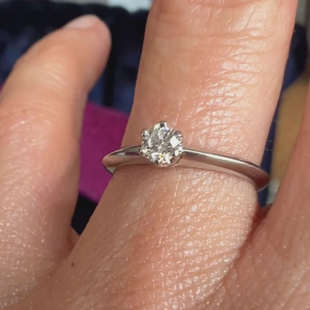 Vintage Tiffany & Co. Engagement Ring, RBC 0.18ct. sold by Doyle and Doyle an antique and vintage jewelry boutique