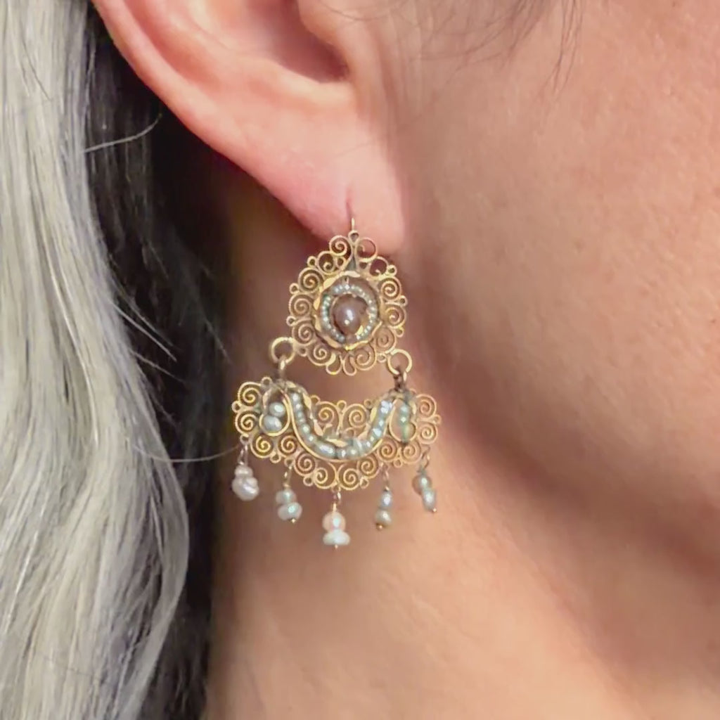 Antique Georgian Pearl Earrings, sold by Doyle & Doyle an antique and vintage jewelry boutique