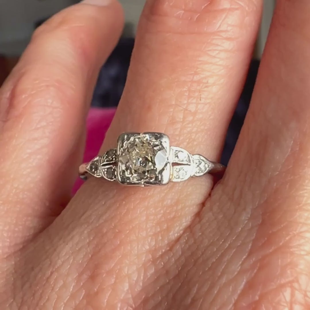 Art Deco Diamond Engagement Ring, 0.45ct. sold by Doyle and Doyle an antique and vintage jewelry boutique