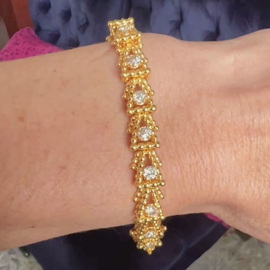 Vintage Old Mine Cut Diamond Bracelet sold by Doyle and Doyle an antique and vintage jewelry boutique