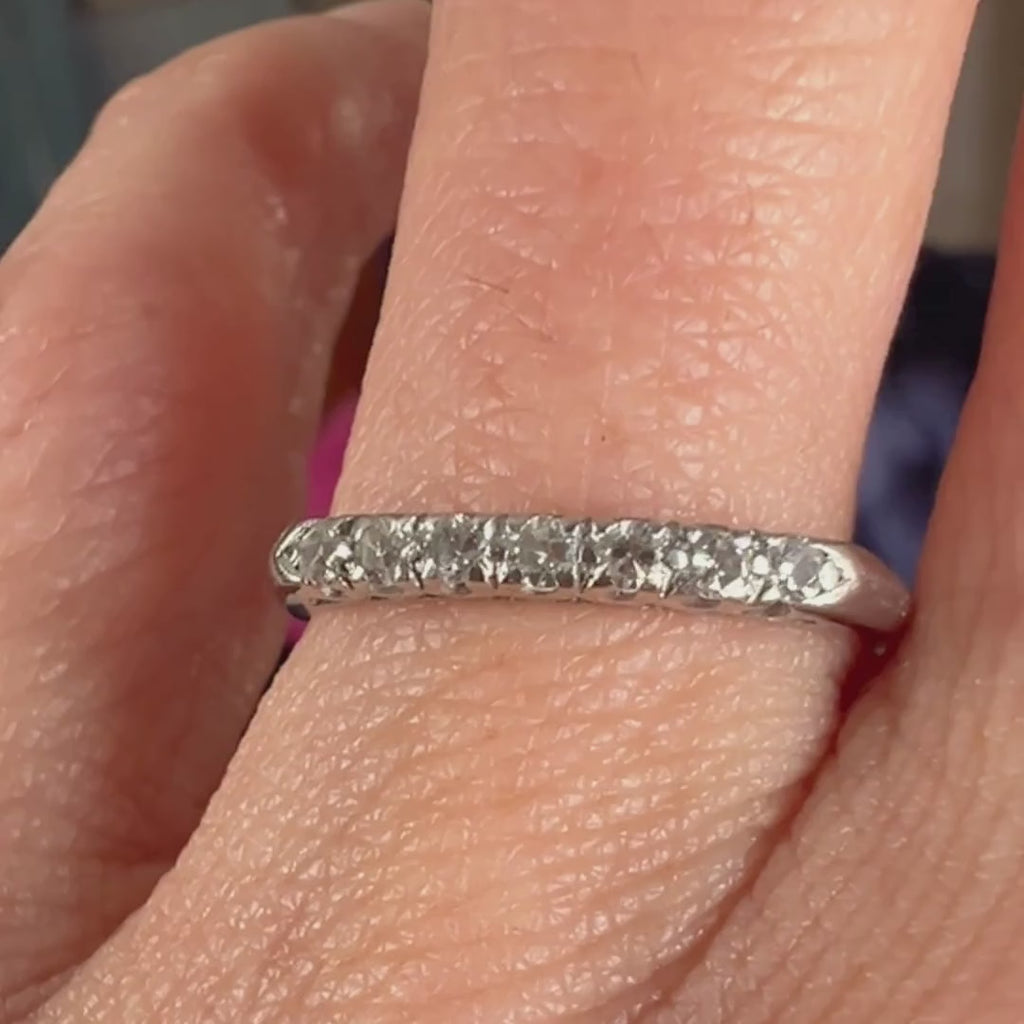 Vintage Diamond Wedding Band Ring sold by Doyle and Doyle an antique and vintage jewelry boutique