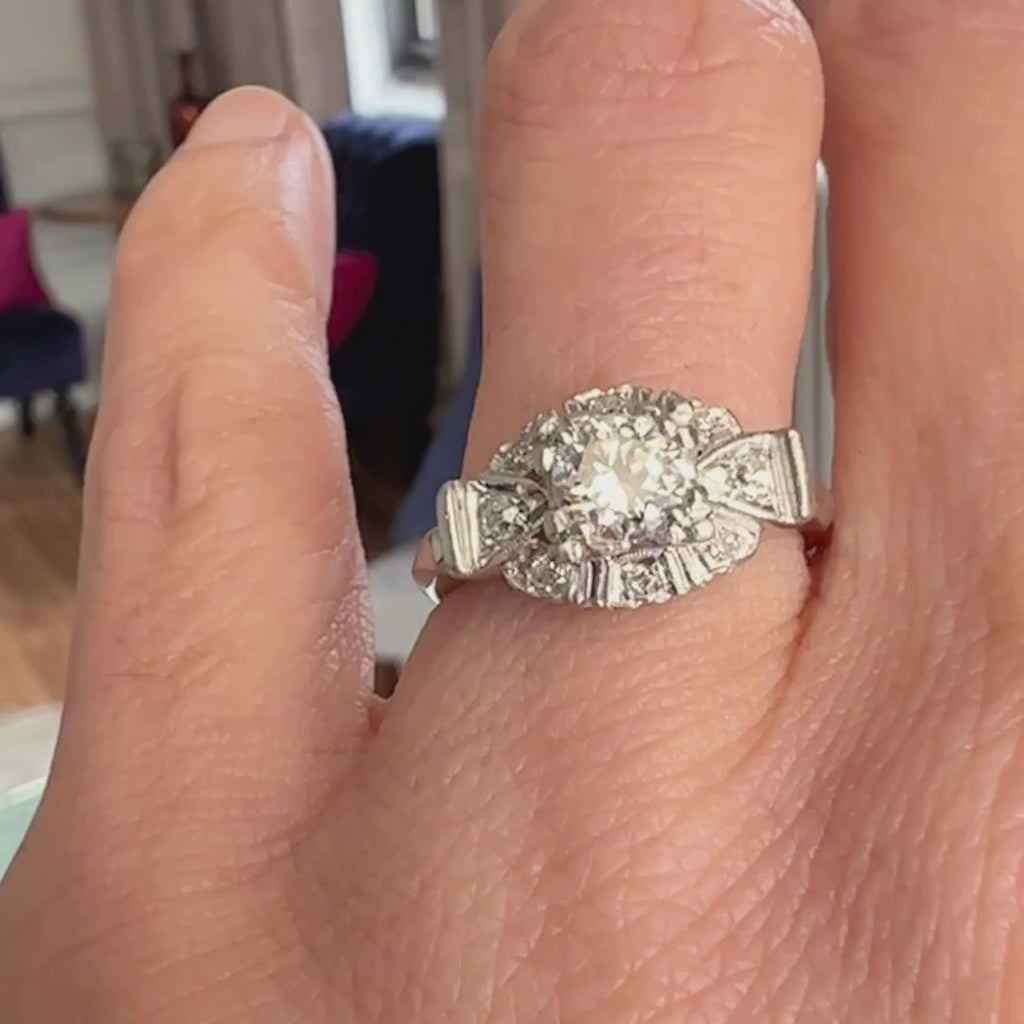 Art Deco Diamond Engagement Ring, 0.51ct. sold by Doyle and Doyle an antique and vintage jewelry boutique