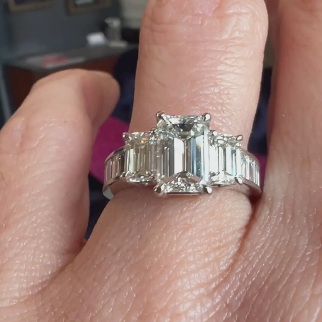 Emerald Cut Engagement Ring, 1.53ct. sold by Doyle and Doyle an antique and vintage jewelry boutique