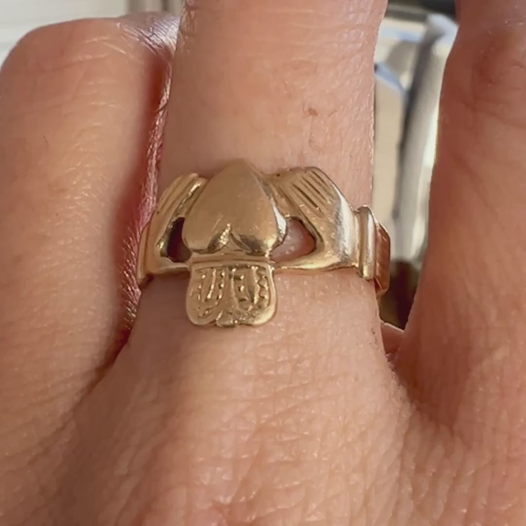Vintage Claddagh Ring sold by Doyle and Doyle an antique and vintage jewelry boutique