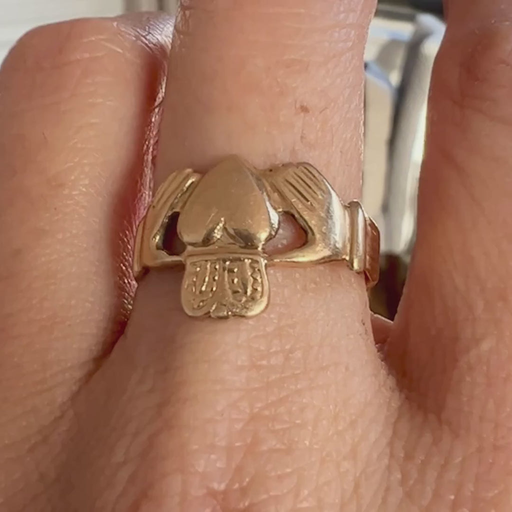 Vintage Claddagh Ring sold by Doyle and Doyle an antique and vintage jewelry boutique