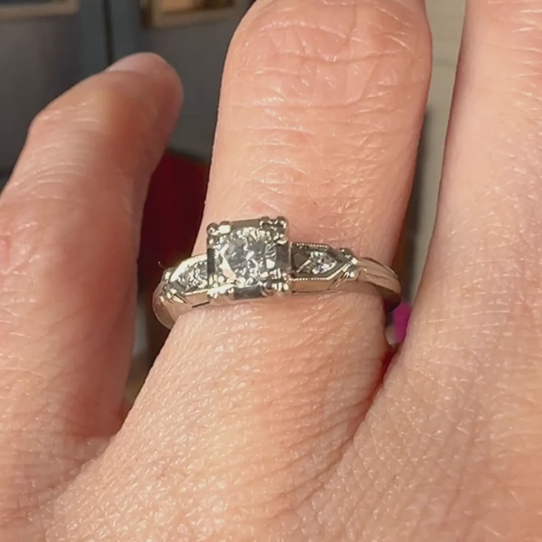 Vintage Diamond Engagement Ring, RBC 0.25ct. sold by Doyle and Doyle an antique and vintage jewelry boutique